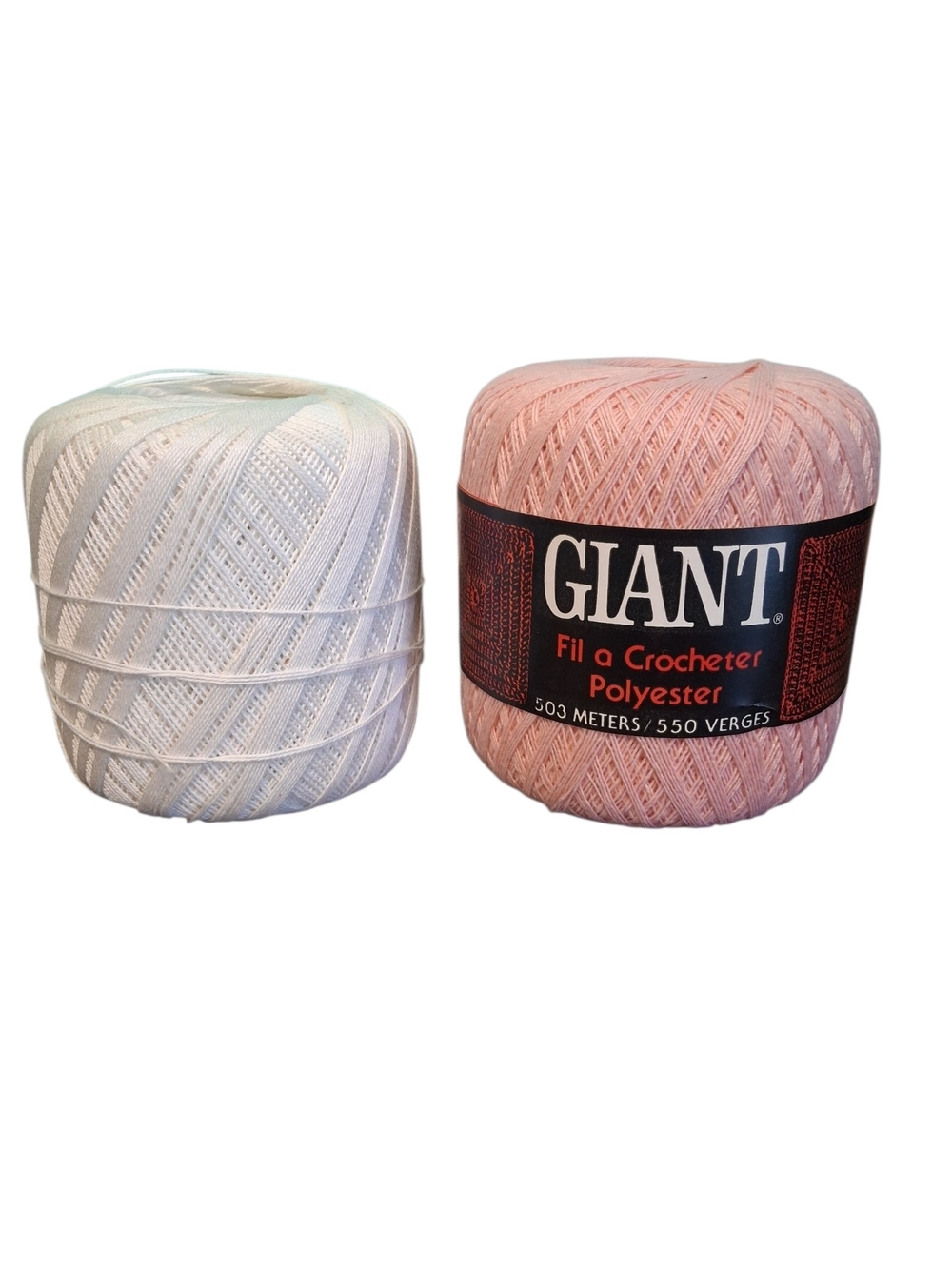 GIANT Polyester Crochet Thread - Pink and White Skeins 3090